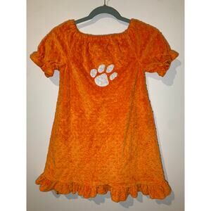 Whimsy Wear Girls Orange Clemson Tigers Dress Fuzzy Velour Size 6 Tiger Paw